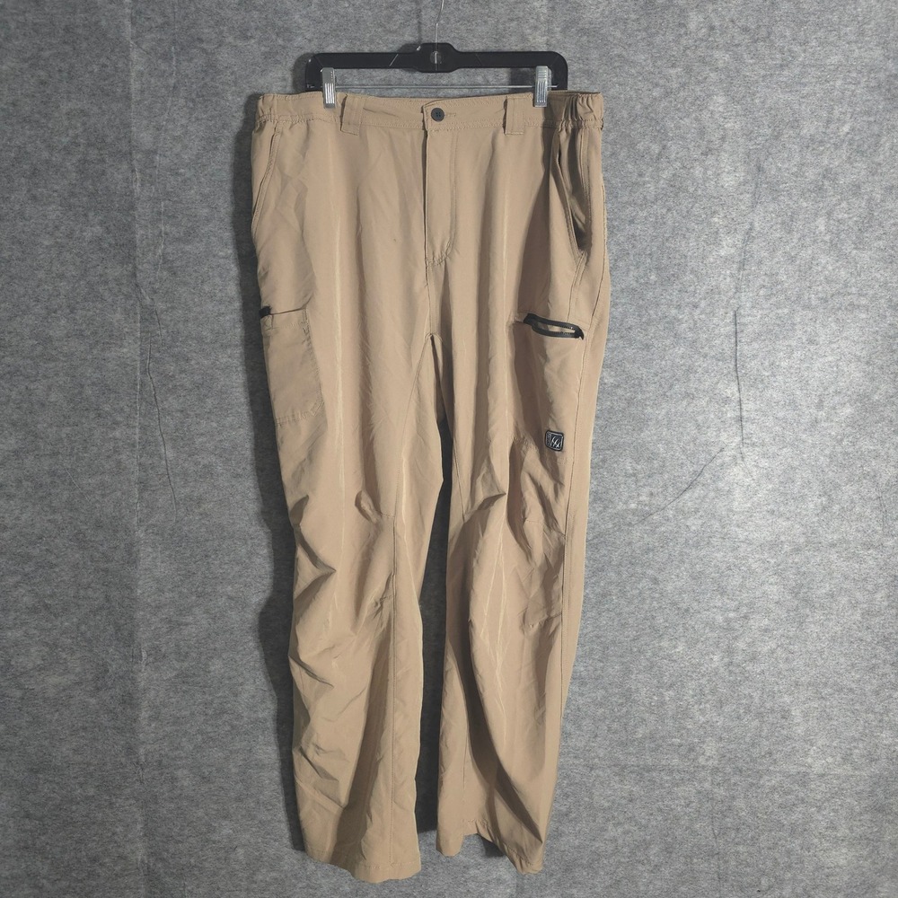 FINTECH Cargo Pants Mens XXL Khaki Relaxed Fit Utility Outdoor Hiking Wear Pro